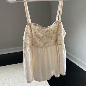 Embroidered cream cropped tank